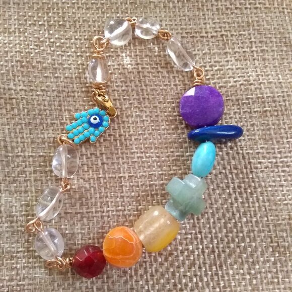 Rainbow of Semi-Precious Stones - Unique Chakra Bracelet - Your Signature Style! - Picture 5 of 12
